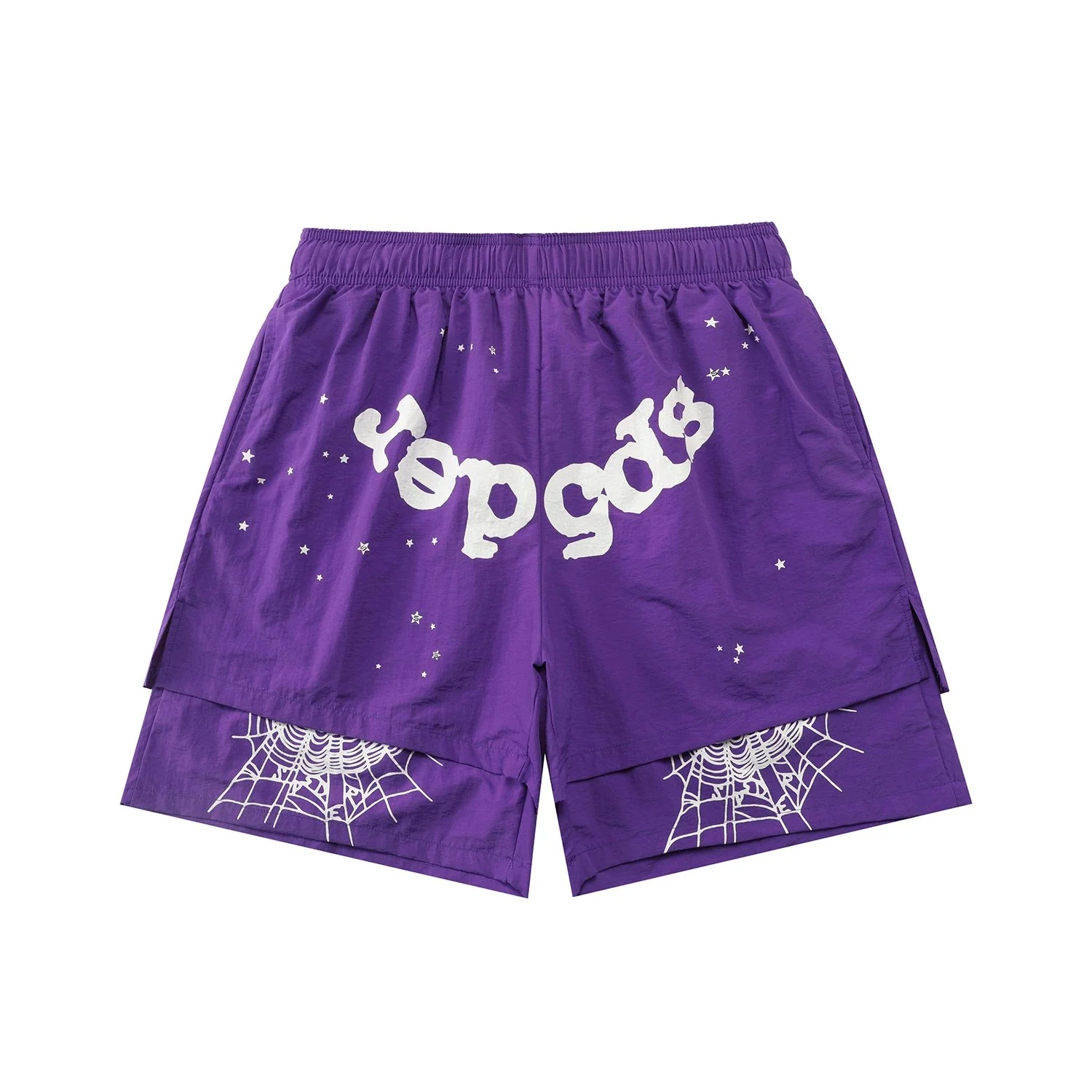 Short Sp5der doble capa violeta — Vista completa